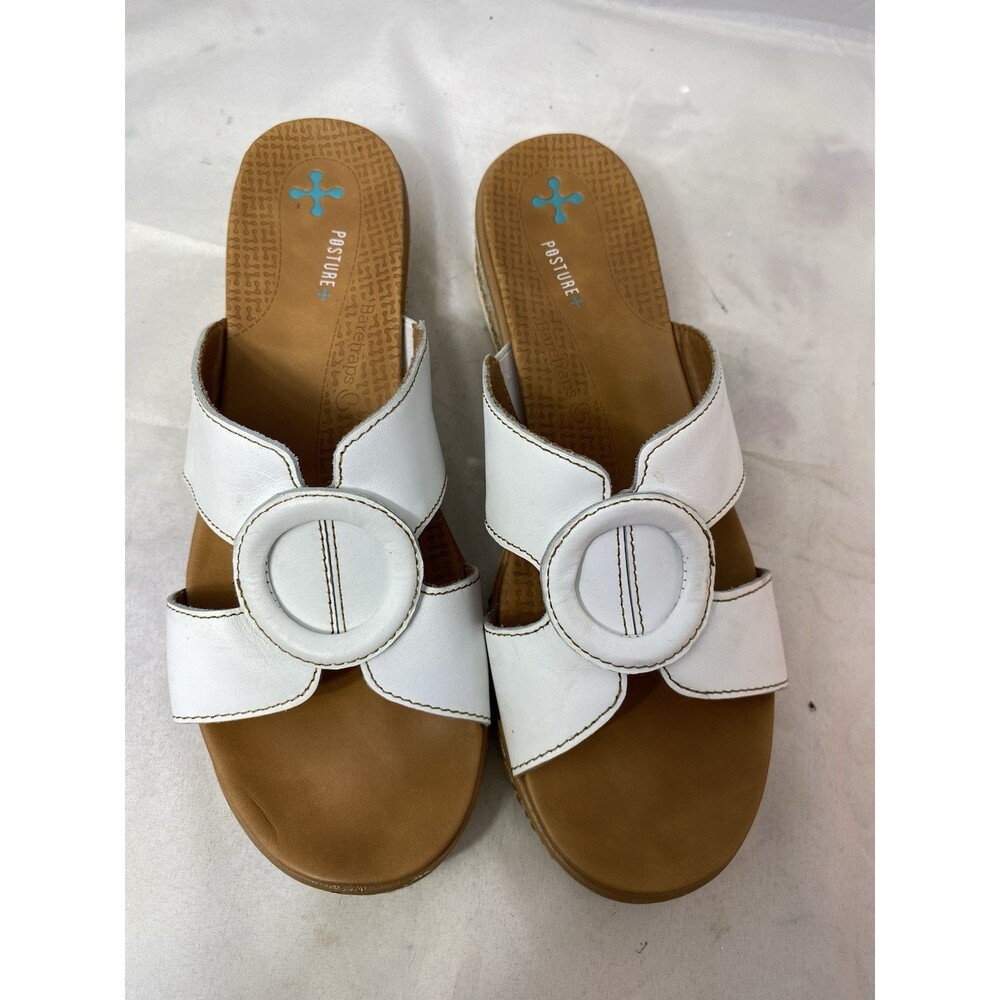 Baretraps Posture+ Bliss Wedge Slip-on Sandals White Women's 8.5M - Picture 7 of 8